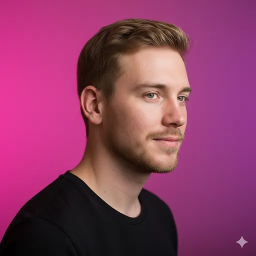 A vivid magenta-to-purple background with flash-like clarity—sharp edges, modern look, and strong separation from the backdrop.